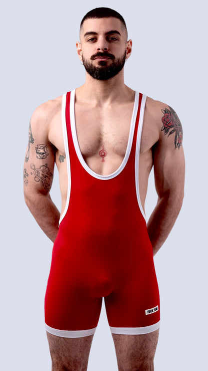 RED WRESTLING SINGLET